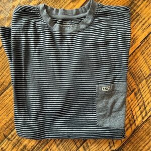 Vineyard Vines Navy and Gray Striped Tee